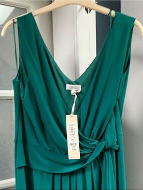 Kaliko greenV-Neck Draped Maxi Dress